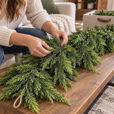 Puroluca Real-Touch Cedar Garland (2-Pack)